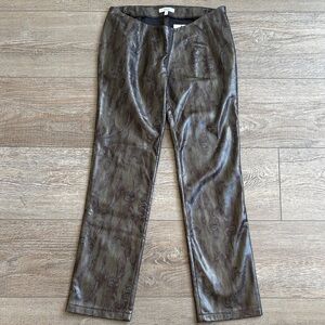 Miaou Rex Ultra Low Rise Faux Leather Straight Leg Pant in Forest Python